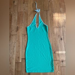 Wild Fable Green and White Halter Dress - Size Small